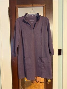 NorthStyle Plum Quarter-Zip Midi Dress with Front Pockets- new without tags